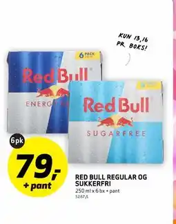 Bunnpris RED BULL REGULAR OG SUKKERFRI tilbud