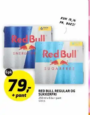Bunnpris RED BULL REGULAR OG SUKKERFRI tilbud