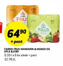 Bunnpris FARRIS FRUS MANDARIN & MANGO OG EPLE&KIWI tilbud