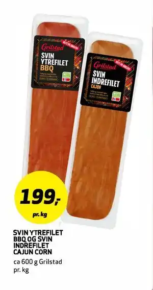 Bunnpris SVIN YTREFILET BBQ OG SVIN INDREFILET CAJUN CORN tilbud