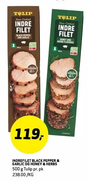 Bunnpris INDREFILET BLACK PEPPER & GARLIC OG HONEY & HERBS tilbud