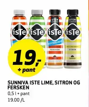 Bunnpris SUNNIVA ISTE LIME, SITRON OG FERSKEN tilbud