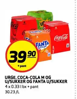 Bunnpris URGE, COCA-COLA M OG U/SUKKER OG FANTA U/SUKKER tilbud