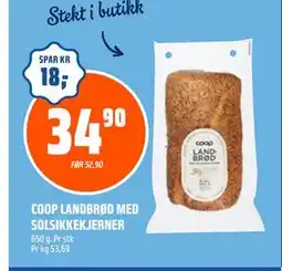 Coop Obs COOP LANDBRØD MED SOLSIKKEKJERNER tilbud