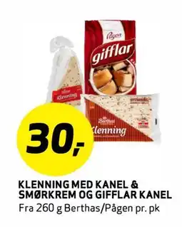 Bunnpris KLENNING MED KANEL & SMØRKREM OG GIFFLAR KANEL tilbud