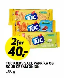Bunnpris TUC KJEKS SALT, PAPRIKA OG SOUR CREAM ONION tilbud