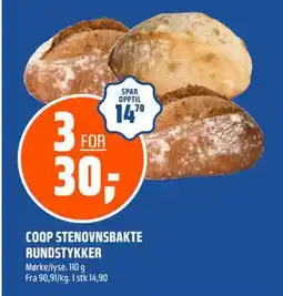 Coop Obs COOP STENOVNSBAKTE RUNDSTYKKER tilbud