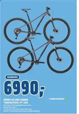 Coop Obs MERIDA BIG.NINE SHADOW TERRENGSYKKEL 29” 2025 tilbud