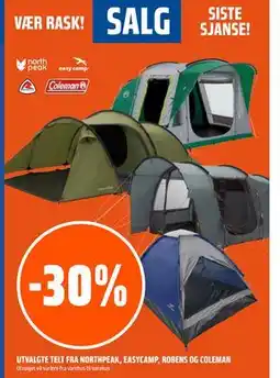 Coop Obs UTVALGTE TELT FRA NORTHPEAK, EASYCAMP, ROBENS OG COLEMAN tilbud