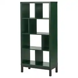 IKEA Kallax Hylle med understell, mørk grønn/svart, 77x39x164 cm tilbud