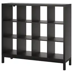 IKEA Kallax Hylle med understell, brunsvart/svart, 147x129 cm tilbud