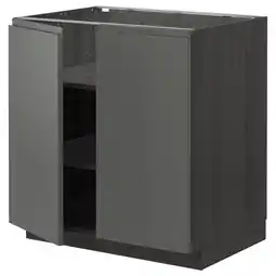 IKEA Metod Benkeskap m hylleplate/2 dører, svart/voxtorp mørk grå, 80x60 cm tilbud
