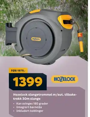 Megaflis Hozelock slangetrommel m/aut. tilbaketrekk 30m slange tilbud