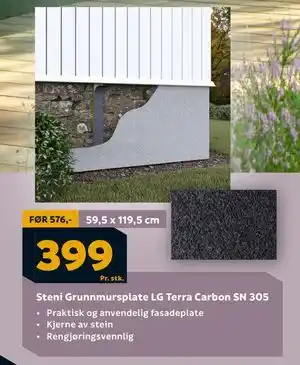 Megaflis Steni Grunnmursplate LG Terra Carbon SN 305 tilbud
