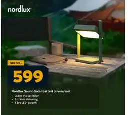 Megaflis Nordlux Saulio Solar batteri oliven/sort tilbud
