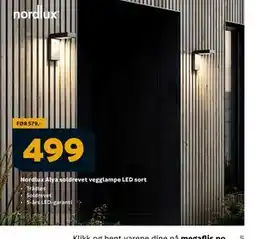 Megaflis Nordlux Alya soldrevet vegglampe LED sort tilbud