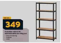 Megaflis Probuilder stålreol 5h 900x400x1800 mm 175kg sort tilbud