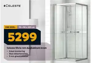 Megaflis Celeste Silvia rett dusjkabinett krom tilbud