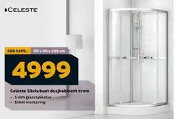 Megaflis Celeste Silvia buet dusjkabinett krom tilbud