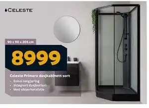 Megaflis Celeste Primero dusjkabinett sort tilbud