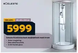 Megaflis Celeste Eccellenza buet dusjkabinett matt krom tilbud