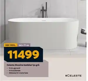 Megaflis Celeste Messina badekar lys grå tilbud
