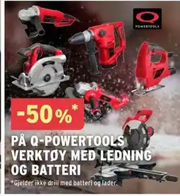 Montér 50% PÅ Q-POWERTOOLS VERKTØY MED LEDNING OG BATTERI tilbud
