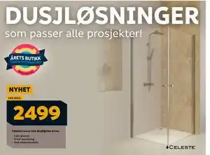 Megaflis Celeste Lucca rett dusjhjørne krom tilbud