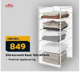 Megaflis Elfa kurvsett Basic 104/45 hvit tilbud