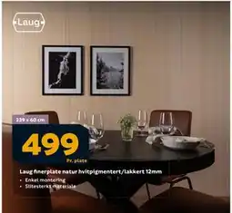 Megaflis Laug finerplate natur hvitpigmentert/lakkert 12mm tilbud