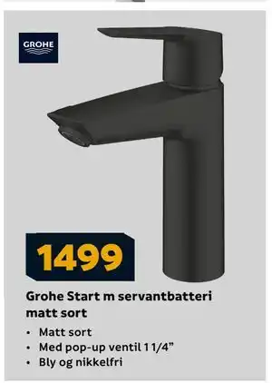 Megaflis Grohe Start m servantbatteri matt sort tilbud