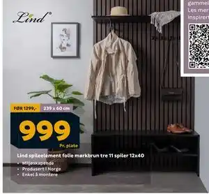 Megaflis Lind spileelement folie mørkbrun tre 11 spiler 12x40 tilbud