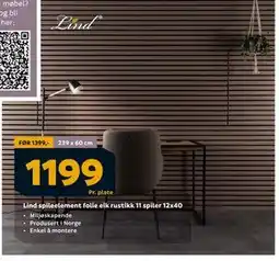 Megaflis Lind spileelement folie eik rustikk 11 spiler 12x40 tilbud
