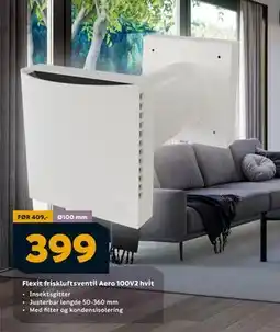 Megaflis Flexit friskluftsventil Aero 100V2 hvit tilbud
