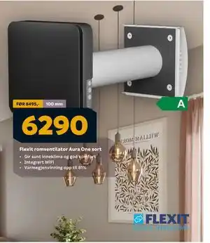 Megaflis Flexit romventilator Aura One sort tilbud