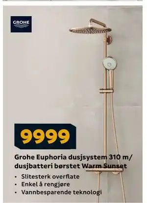Megaflis Grohe Euphoria dusjsystem 310 m/ dusjbatteri børstet Warm Sunset tilbud