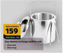 Megaflis Day isbøtte m/tang rustfritt stål tilbud