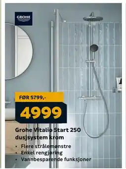 Megaflis Grohe Vitalio Start 250 dusjsystem krom tilbud