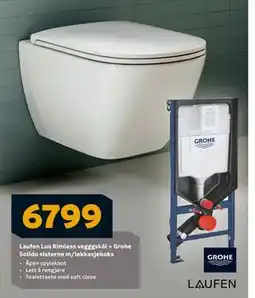 Megaflis Laufen Lua Rimless vegggskål + Grohe Solido sisterne m/lekkasjeboks tilbud