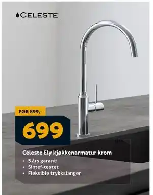 Megaflis Celeste Ely kjøkkenarmatur krom tilbud