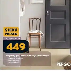 Megaflis Pergo vinylgulv Otra Pad Pro Beige Premium Oak tilbud