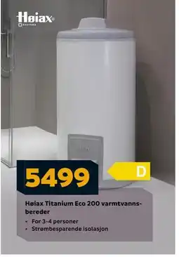 Megaflis Høiax Titanium Eco 200 varmtvannsbereder tilbud