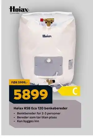 Megaflis Høiax RSB Eco 120 benkebereder tilbud
