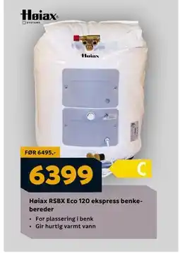 Megaflis Høiax RSBX Eco 120 ekspress benkebereder tilbud