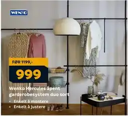 Megaflis Wenko Hercules åpent garderobesystem duo sort tilbud