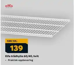 Megaflis Elfa trådhylle 60/40, hvit tilbud