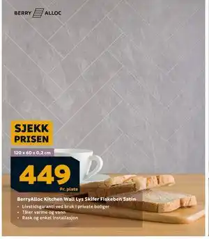 Megaflis BerryAlloc Kitchen Wall Lys Skifer Fiskeben Satin tilbud