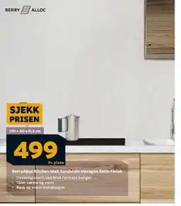 Megaflis BerryAlloc Kitchen Wall Sandstein Hexagon Satin Finish tilbud