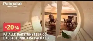 Montér 20% PÅ ALLE BADSTUHYTTER OG BADSTUTØNNE FRA PALMAKO tilbud