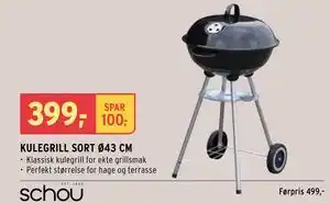 Montér KULEGRILL SORT Ø43 CM tilbud